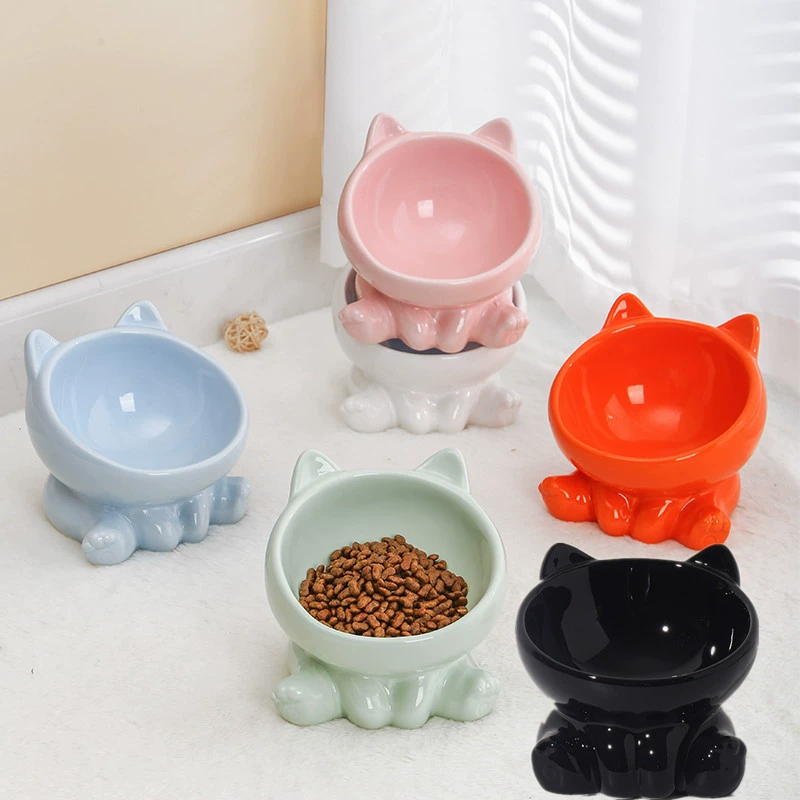 Royal Canin Food Medium - 귀여운 세라믹 고양이 그릇, 높이 조절