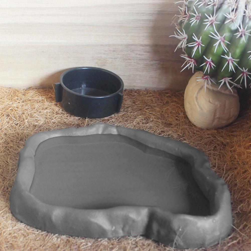 Water Dish Reptile - 파충류 피더 플라스틱 모조 바위 디자인