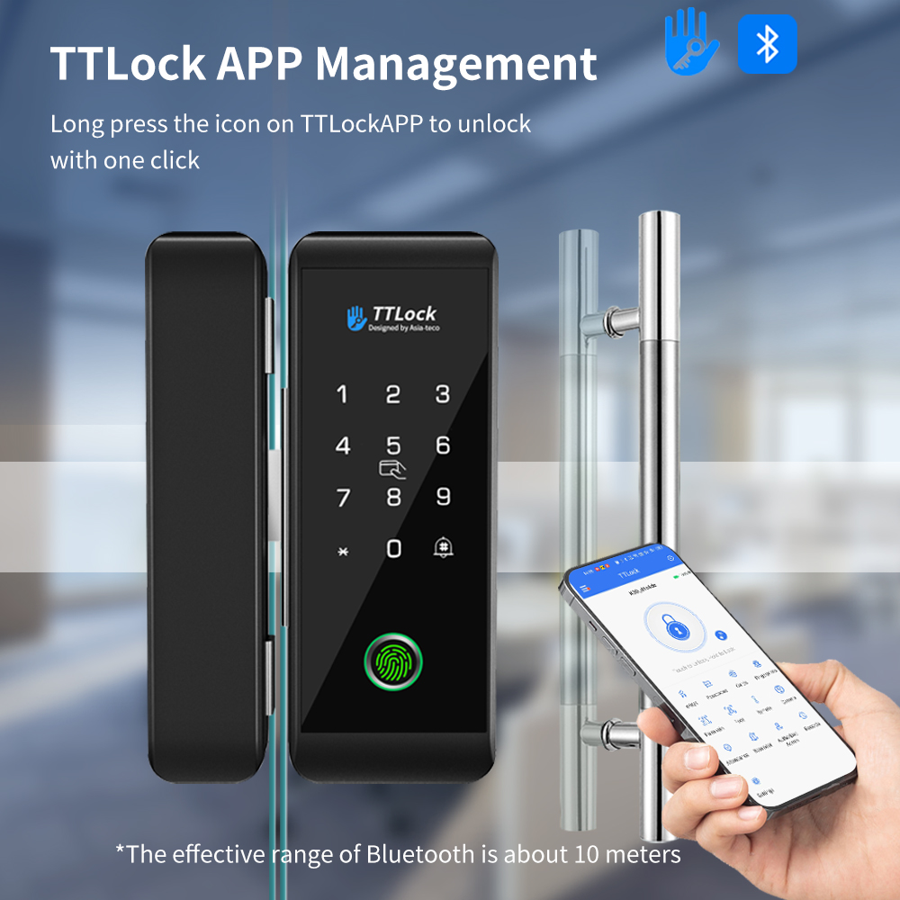Glass Door Hinge - TTLOCK 스마트 글라스 잠금장치 지문 인식